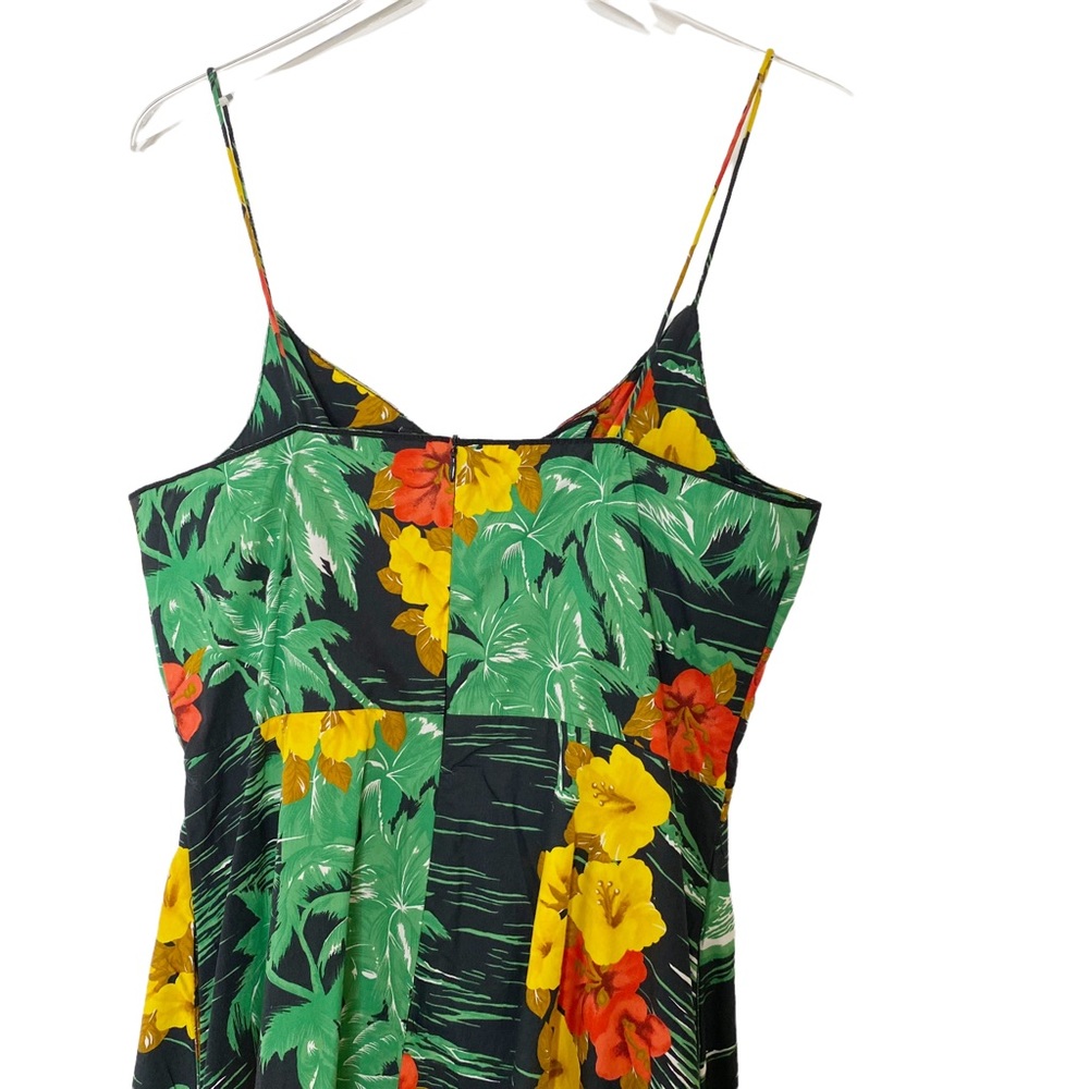 Zara Tropical Hawaiian Floral Palm MIDI Dress Knotted Front Large - Picture 5 of 9